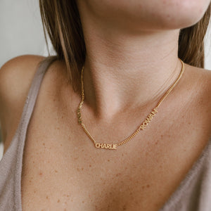 Modern Block Multi Name Necklace