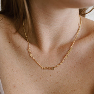 Modern Block Multi Name Necklace