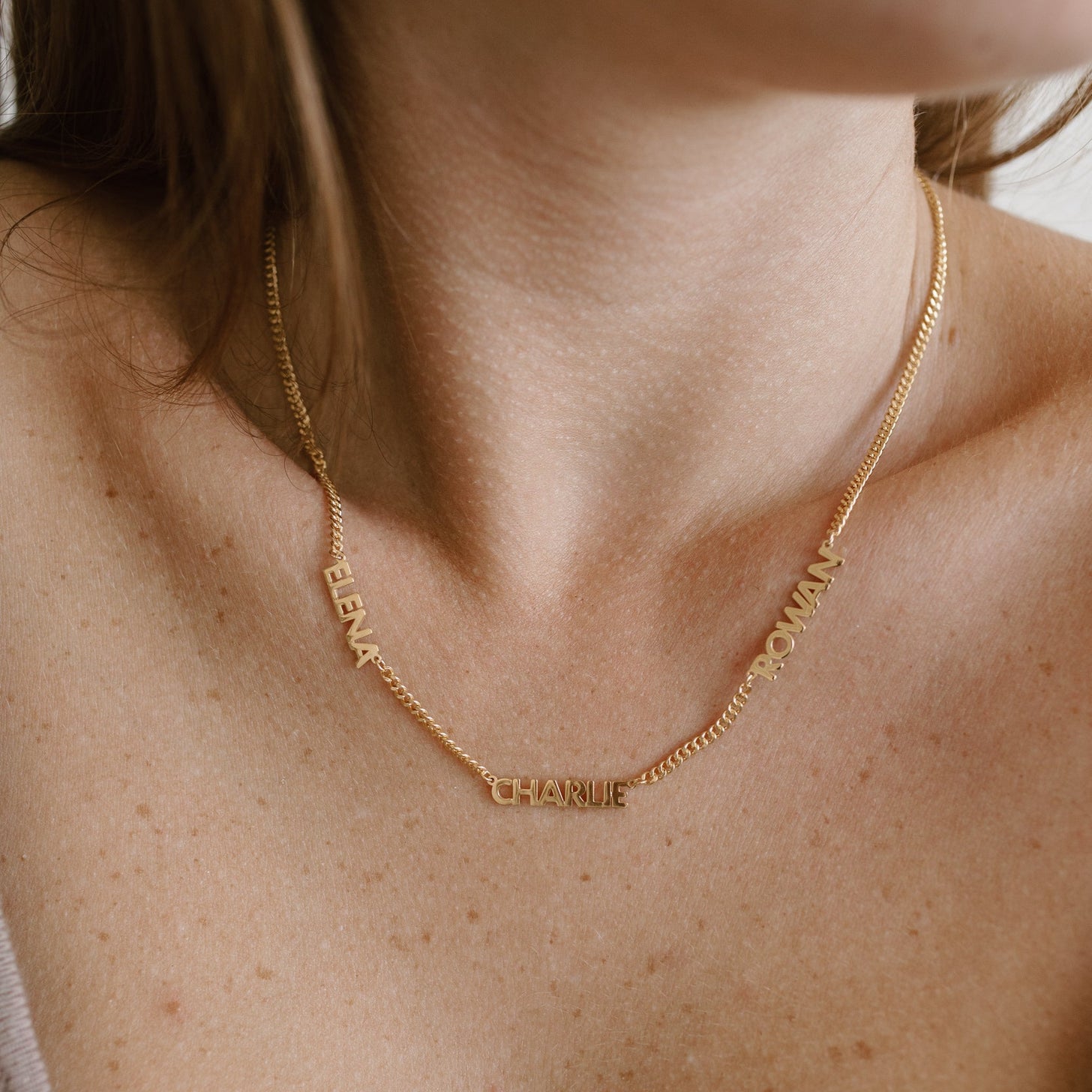 Modern Block Multi Name Necklace
