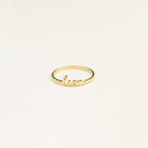 Dainty Artisan Script Name Ring