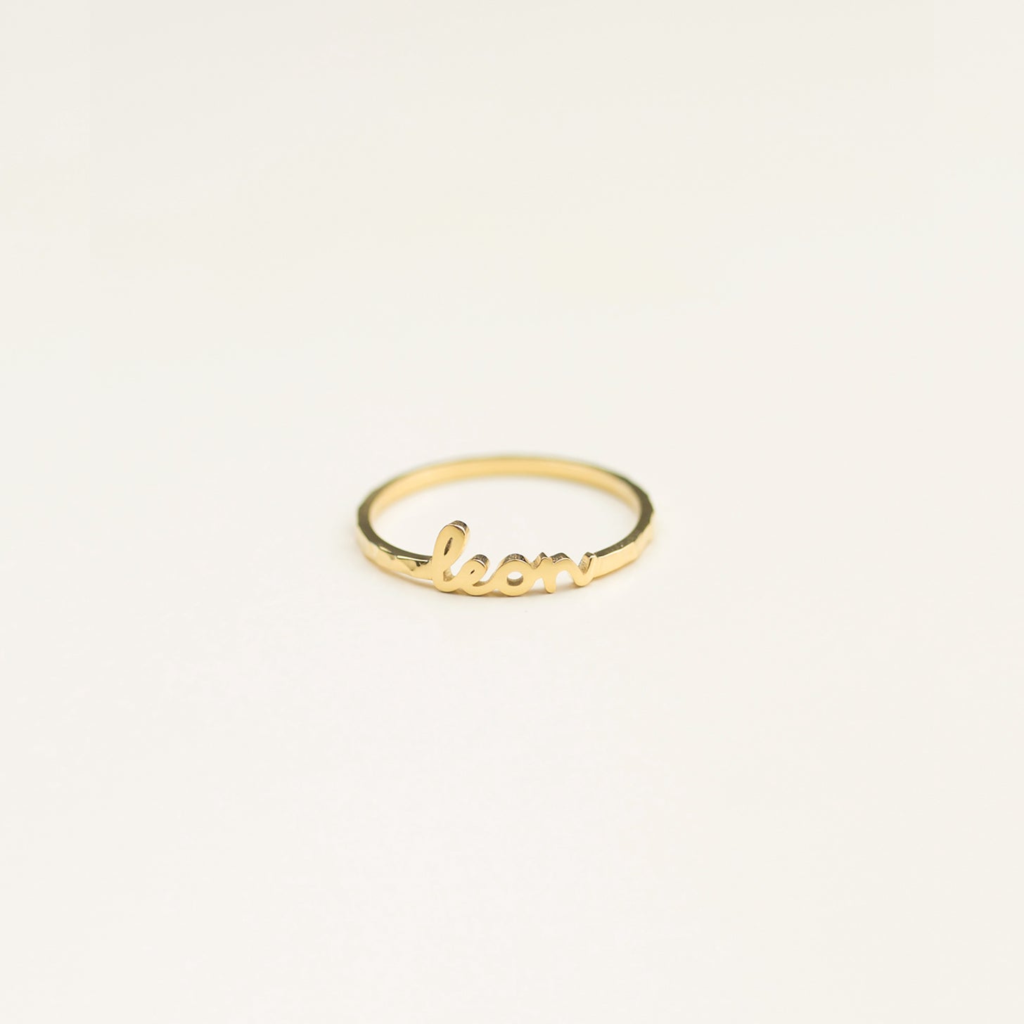 Dainty Artisan Script Name Ring