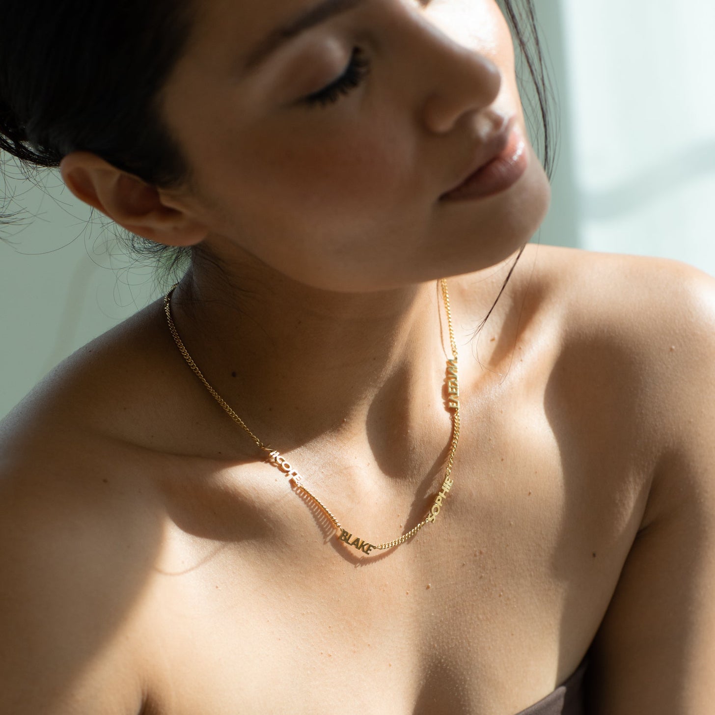 Modern Block Multi Name Necklace