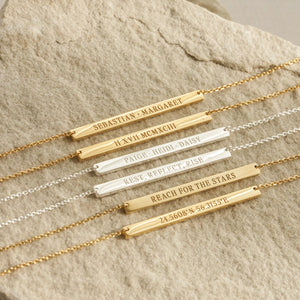 Slim Bar Engraved Necklace