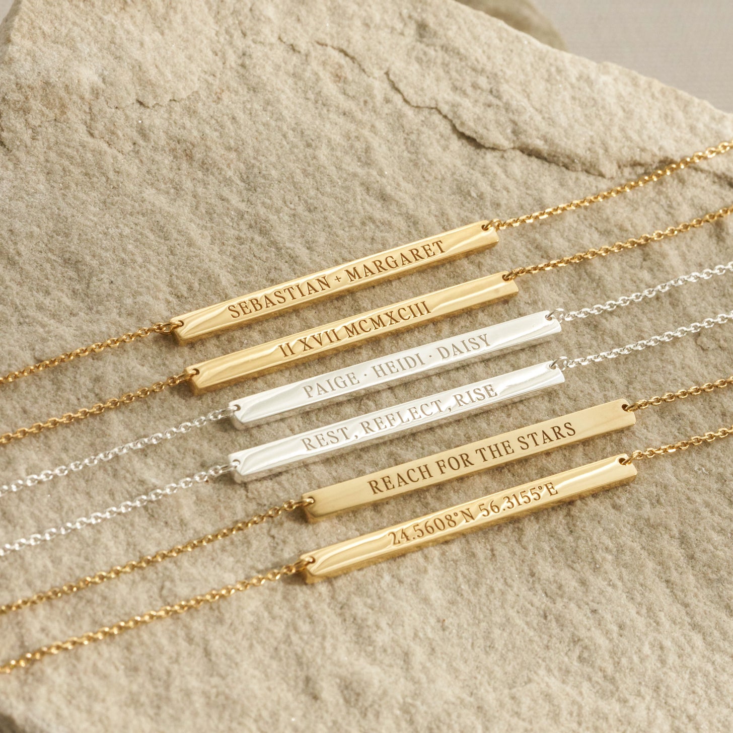 Slim Bar Engraved Necklace