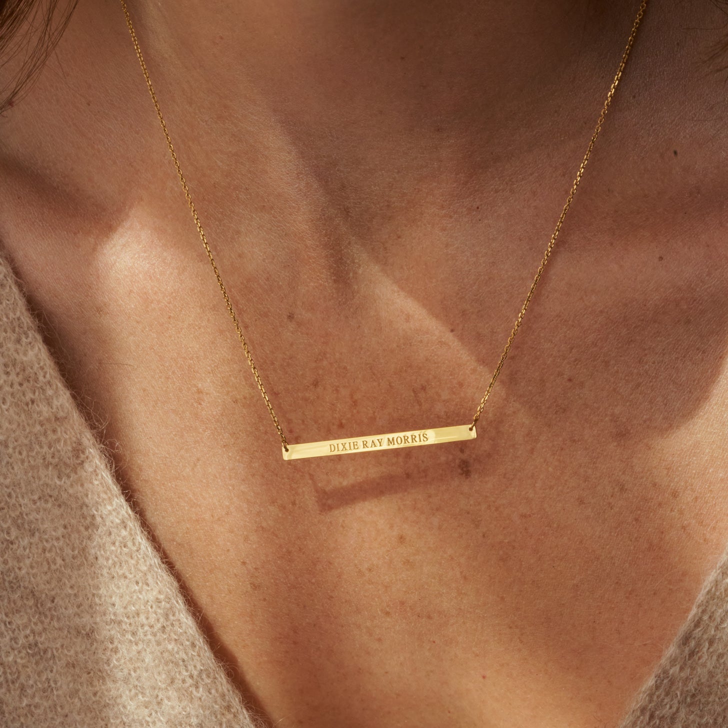 Slim Bar Engraved Necklace