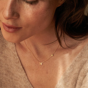 Custom Initial Birthstone Necklace
