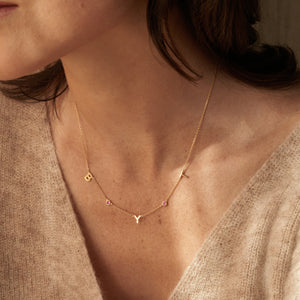 Custom Initial Birthstone Necklace