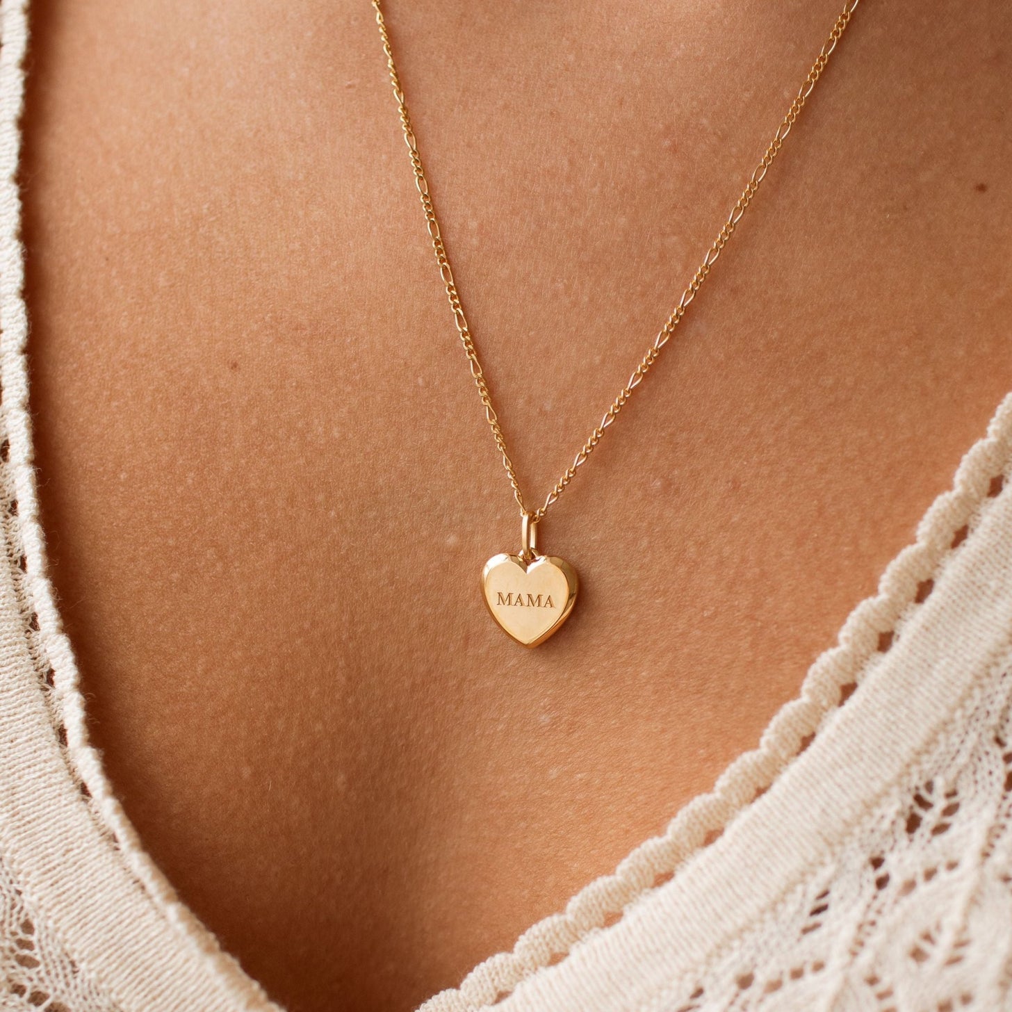 MAMA engraved on a romantic heart pendant. Gift for Mother's Day