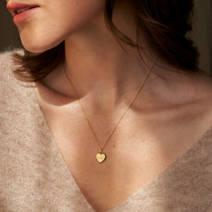 Beautiful personalized heart charm necklace with engraved names, initials, and monogram