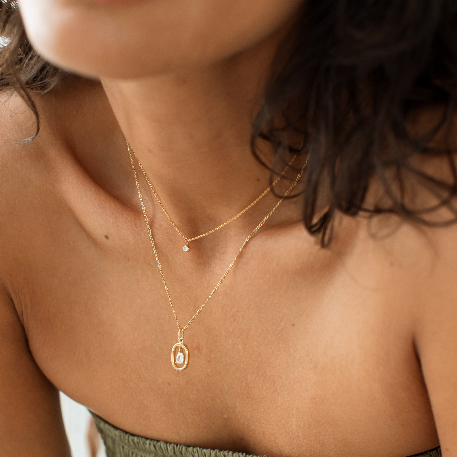 Floating Pear Birthstone Necklace