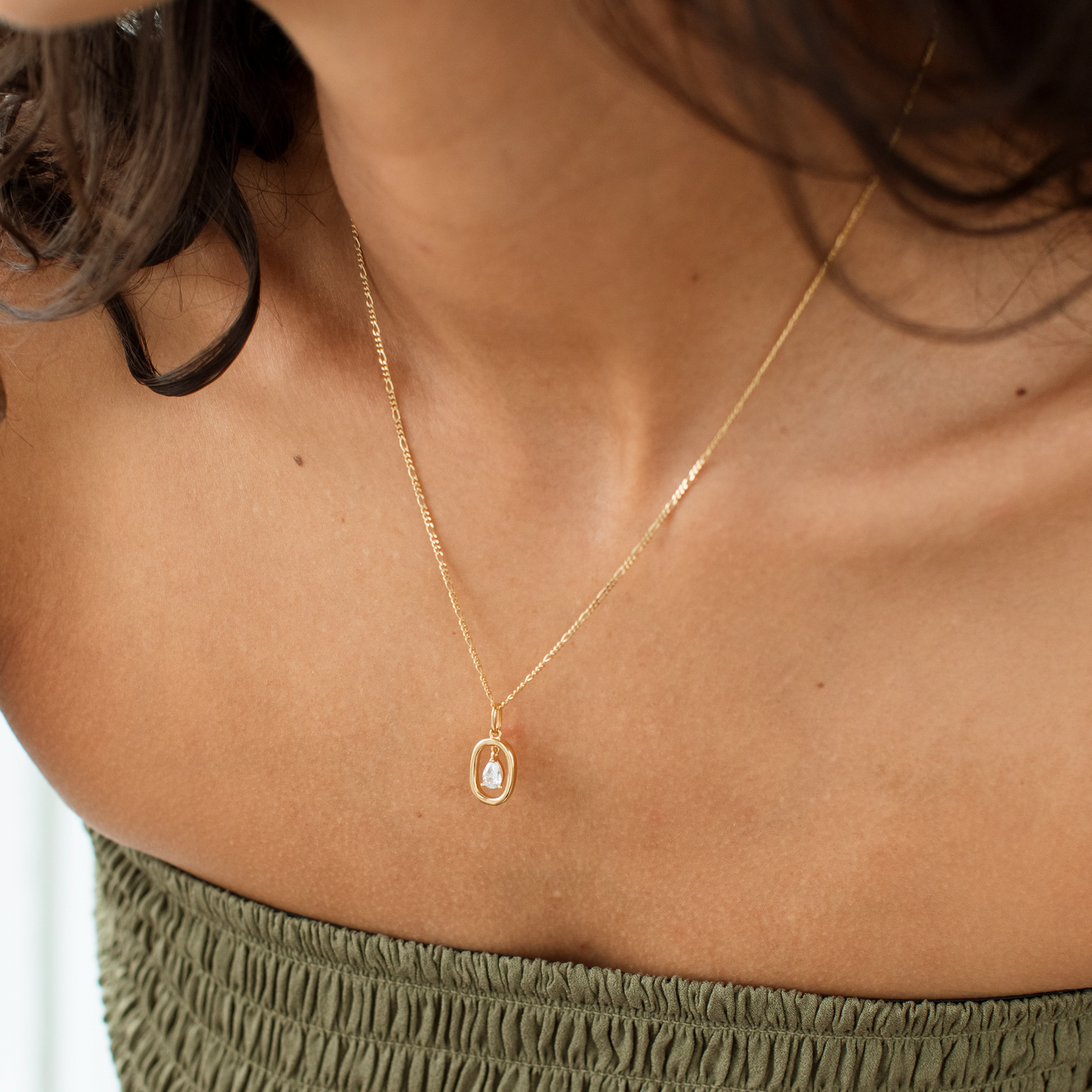 Floating Pear Birthstone Necklace