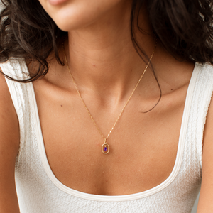 Floating Pear Birthstone Necklace