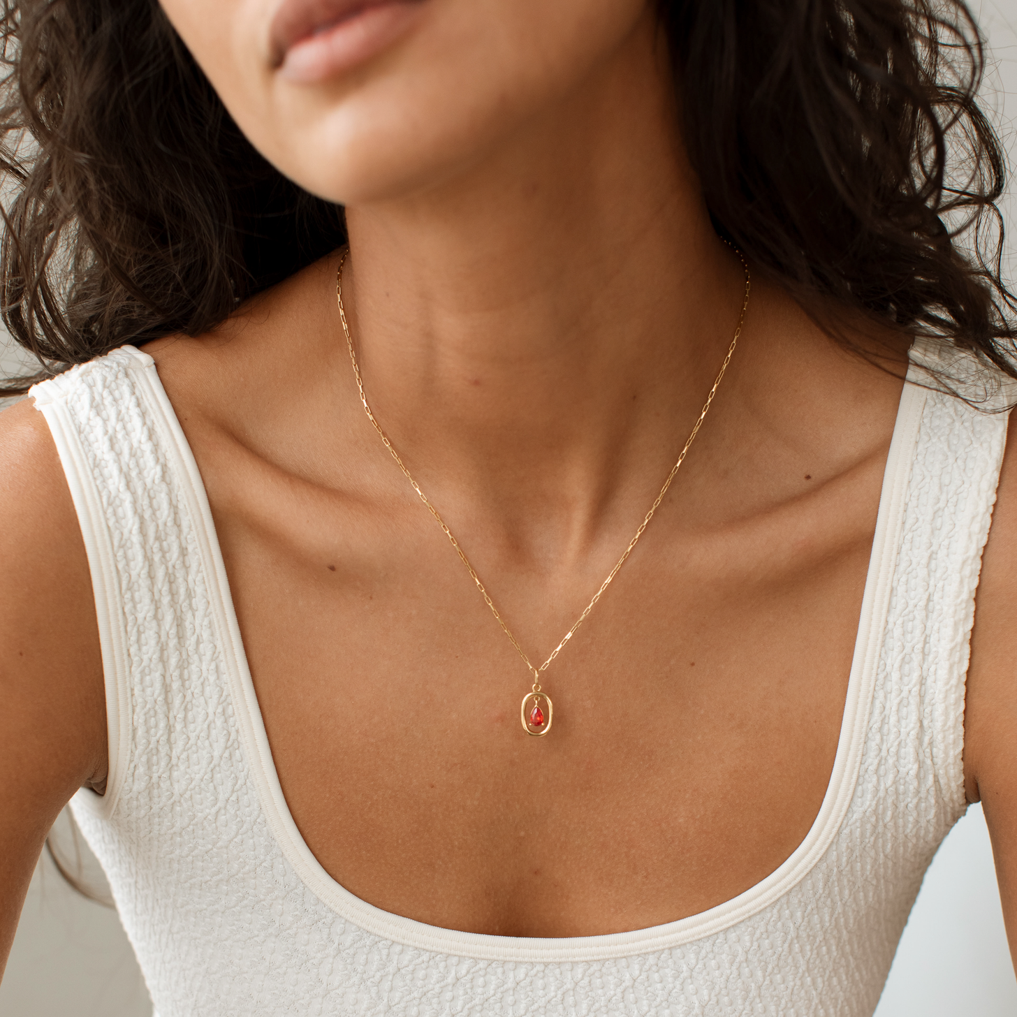 Floating Pear Birthstone Necklace