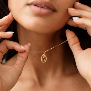 Floating Pear Birthstone Necklace