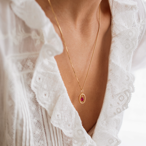 Floating Pear Birthstone Necklace