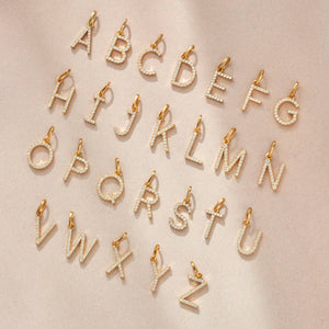 26 letters of Ivy Necklace with cubic zirconia stones in a modern font