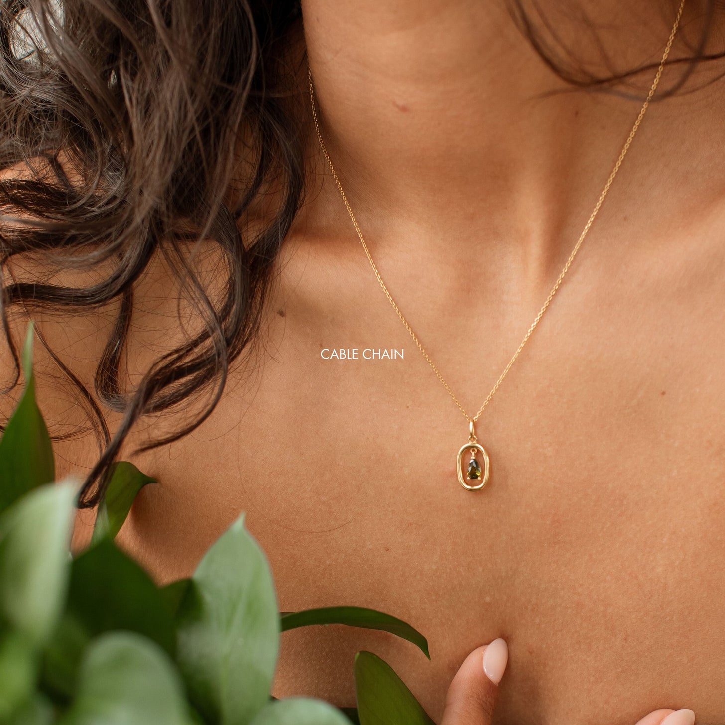 Floating Pear Birthstone Necklace