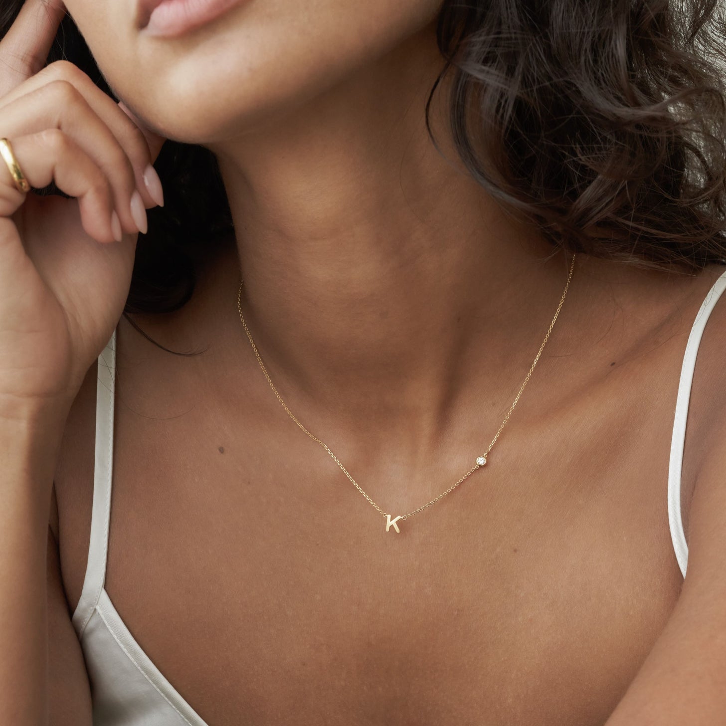 One letter and one stone custom necklace