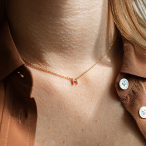 Dainty custom letter necklace with pave stones
