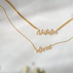 Pavé Fine Script Name Necklace