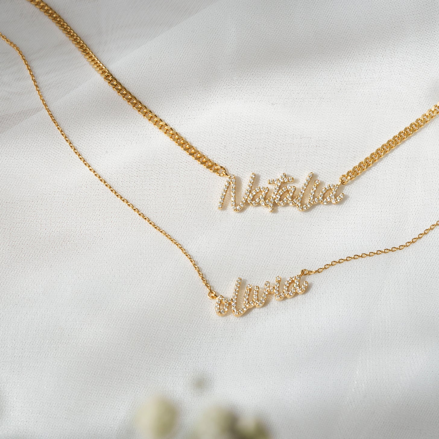 Pavé Fine Script Name Necklace