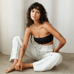 Full body shot of model wearing Narisa Multiple Name Necklace