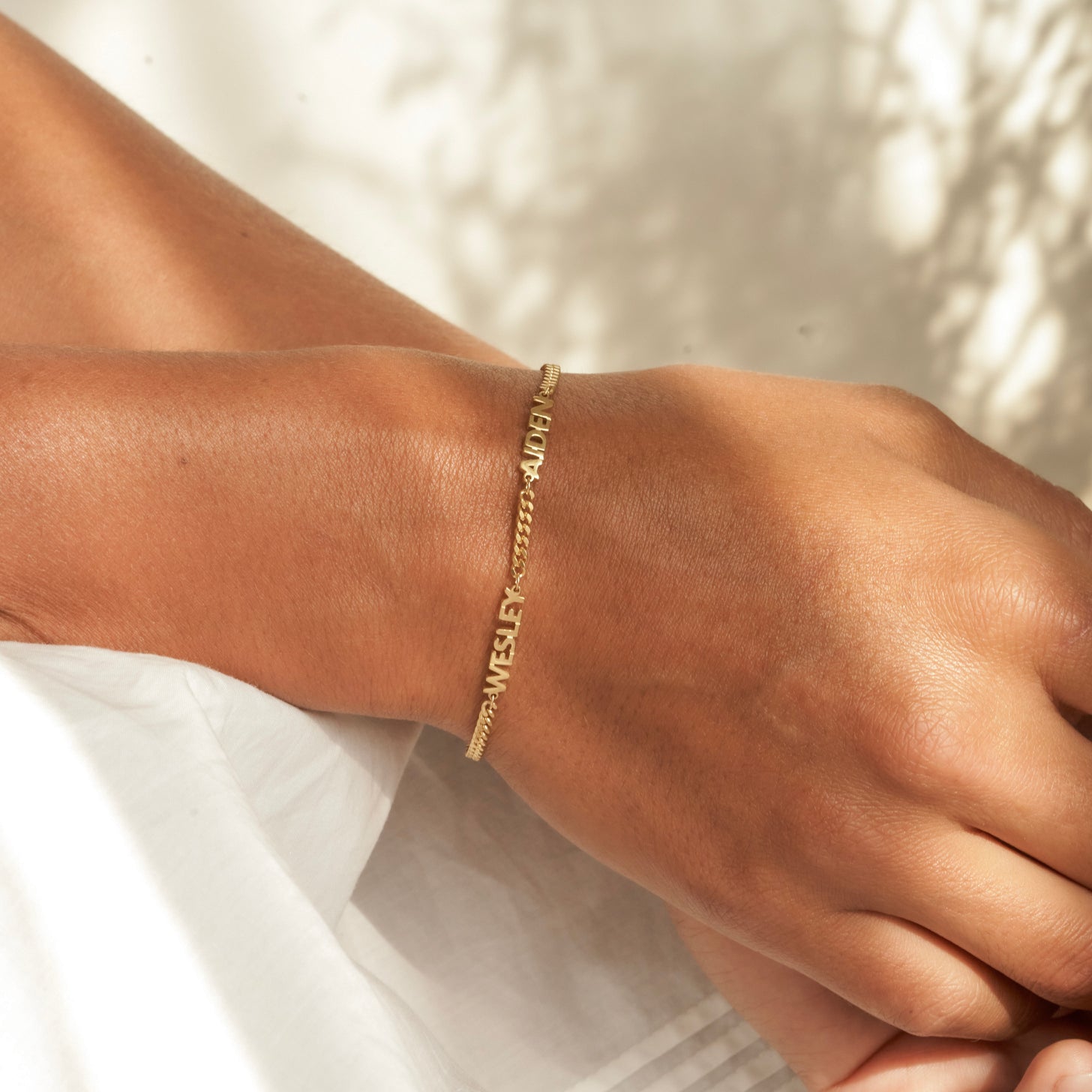 Noelle Multiple Name Bracelet with curb chain