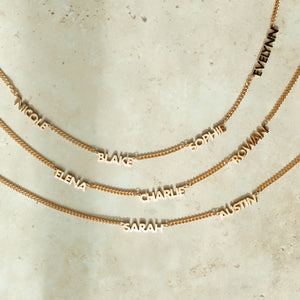 3 gold Noelle Multiple Name Necklaces