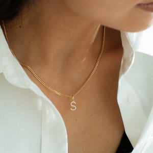 Pavé Minimal Sans Initial Charm Necklace