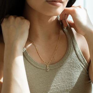 Pavé Minimal Sans Initial Charm Necklace