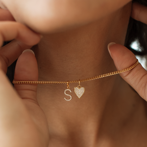 Pavé Minimal Sans Initial Charm Necklace