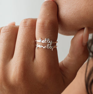 Dainty Artisan Script Name Ring