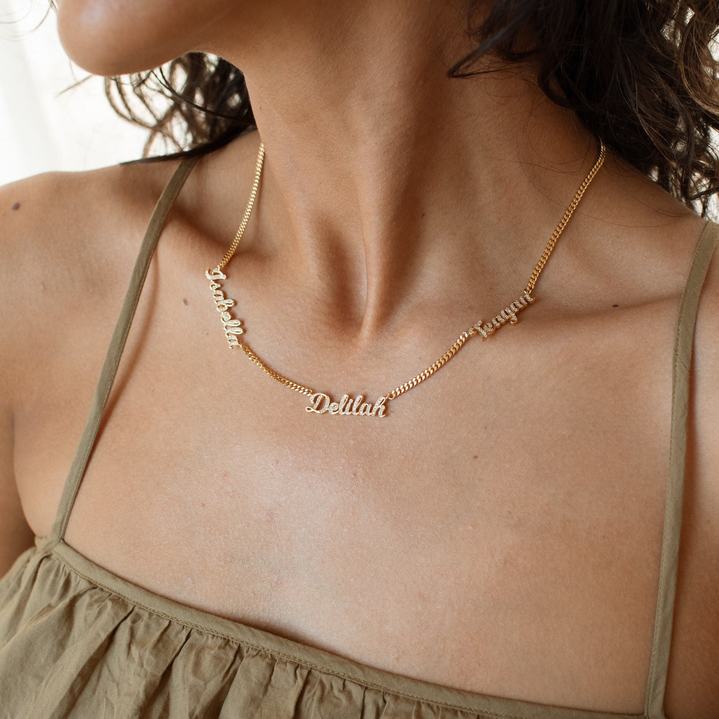 Pavé Classic Script Multi Name Necklace